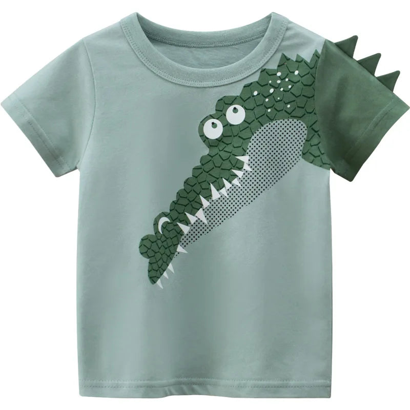 OLEKID-ropa de verano para niños, camisetas con estampado de dibujos animados para niños de 2 a 8 años, camisetas de manga corta para niños pequeños, 2025