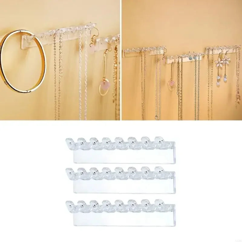 Organizadores de collares transparentes, colgantes, soporte de plástico para pendientes y collares, organizadores de pared para pulseras, anillos y pendientes H8WF
