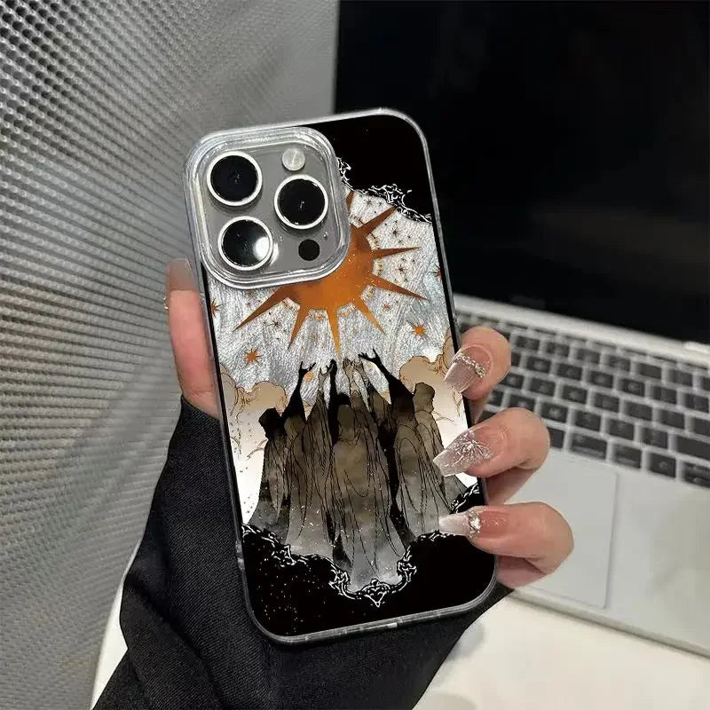 Funda de teléfono Punk Cool Angel Sun para iPhone 16 Pro Max 17 Pro Max 17Air 16E 15 14 13 12 11 Camlet cubierta anticaída