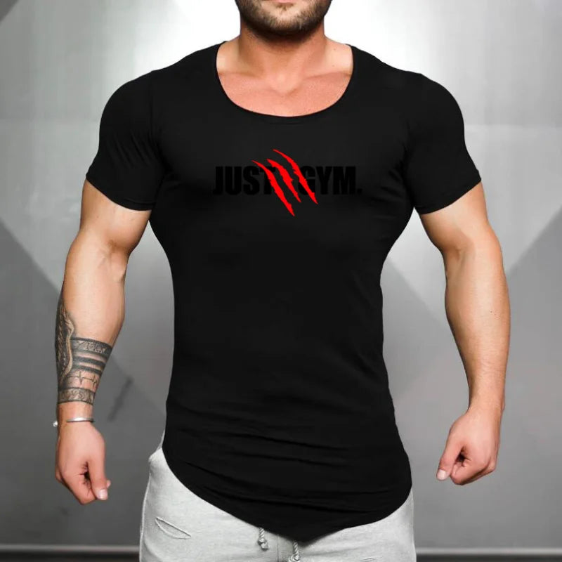 Camisetas deportivas de manga corta para correr para hombre, ropa deportiva ajustada transpirable de algodón para verano, camisetas musculares para gimnasio, culturismo y Fitness