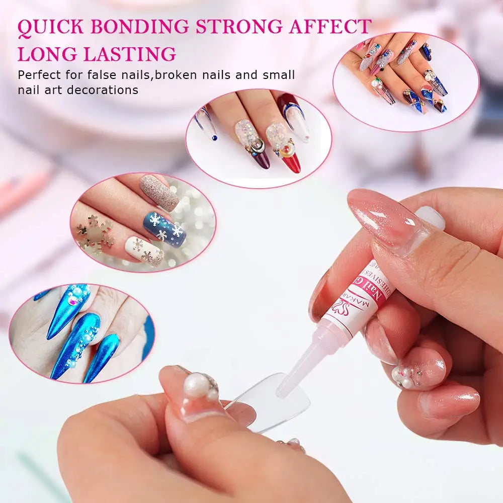 Pegamento para Uñas Makartt Super Fuerte para Uñas Acrílicas, Uñas Postizas, Adhesivo Profesional para Puntas de Uñas, Pegamento para Uñas Adhesivas
