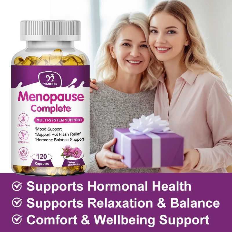 ¡Compre 1 y obtenga 1 gratis! Suplemento completo para menopausia, para alivio de flash en caliente, equilibrio hormonal y estado de ánimo, calma el molestias en las articulaciones, vegano