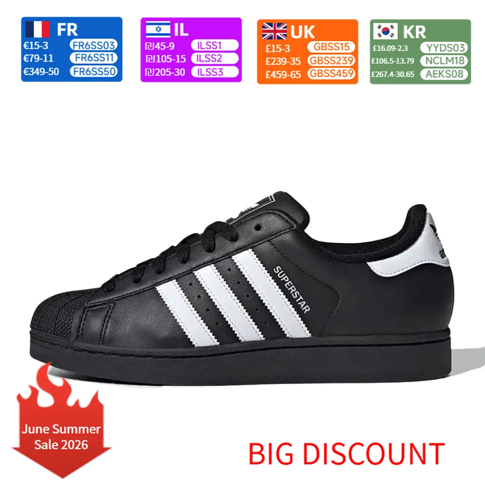 Adidas Originals Superstar 2 zapatillas informales Unisex icónicas Shell Toe zapatos clásicos de estilo callejero JI0079