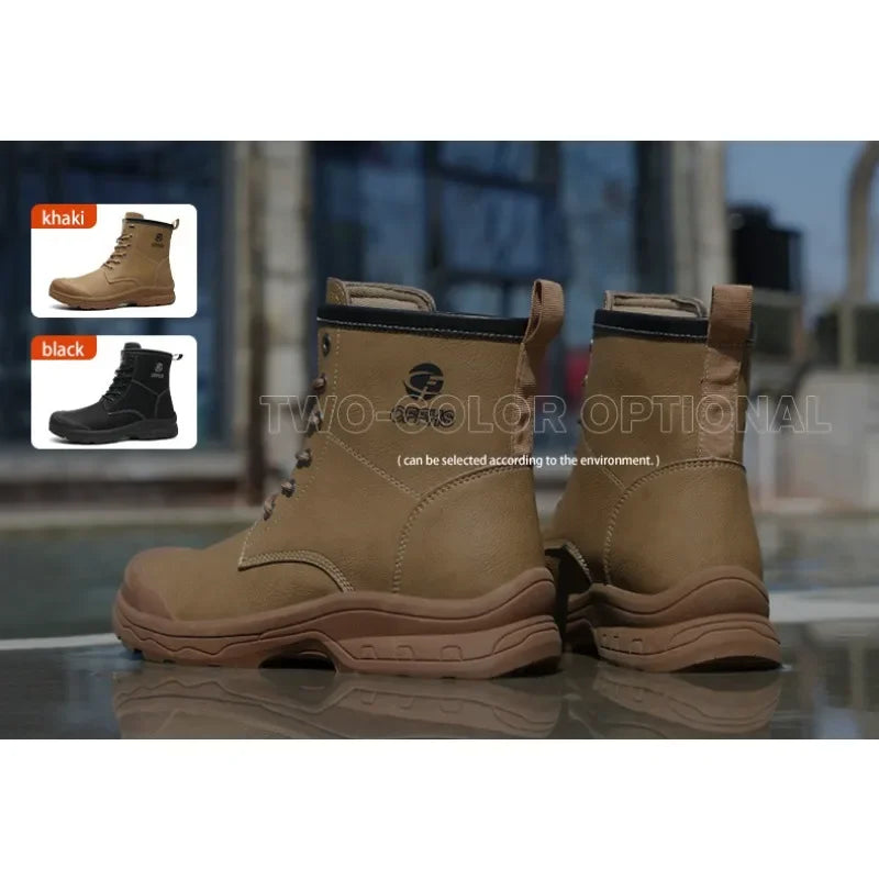 Botas de trabajo de microfibra de alta gama para hombre con puntera de acero para antigolpes y antipinchazos, antipinchazos de Kevlar