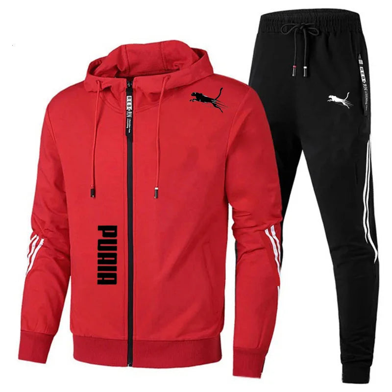 Conjunto de chándal de primavera y otoño para hombre, Sudadera con capucha de manga larga y Joggers, ropa deportiva de 2 piezas para correr y Fitness, ropa informal