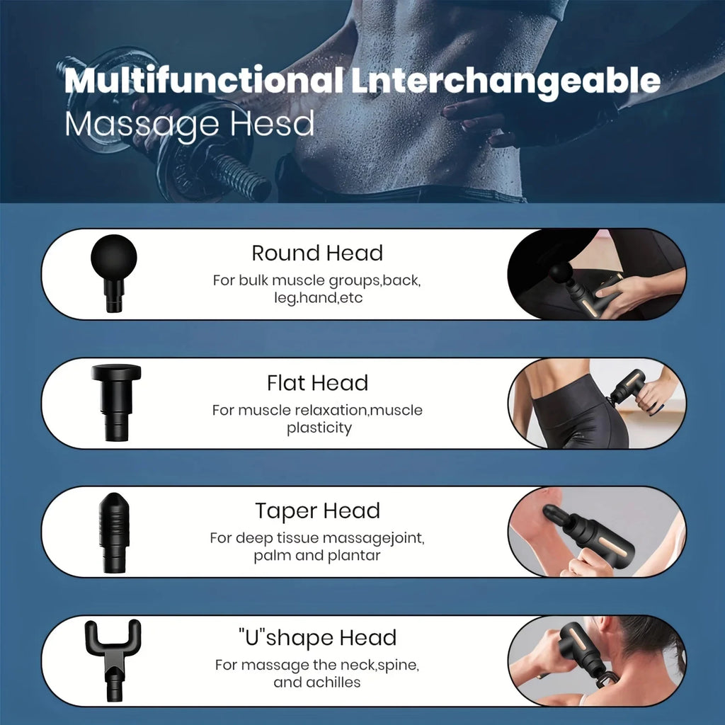 Pistola de masaje de 30 niveles para Fascia, equipo de Fitness eléctrico para relajación muscular profunda, cuerpo, cuello, reducción de ruido, hombre y mujer