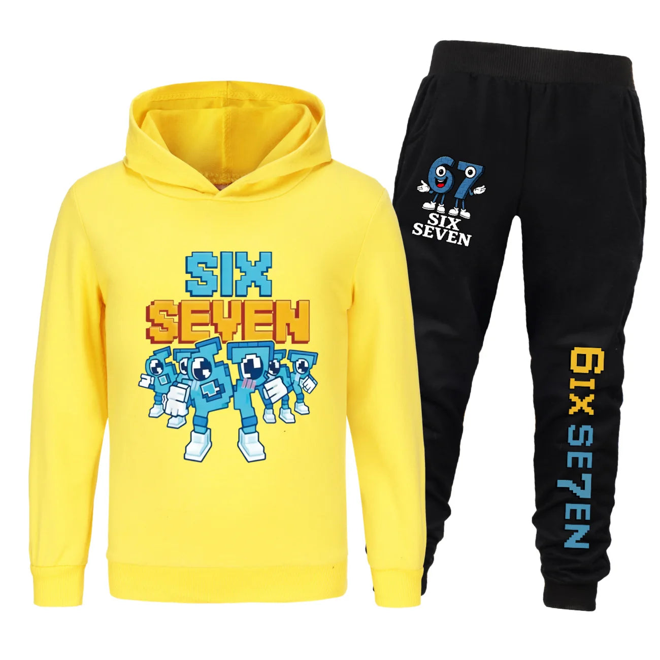 Conjunto de ropa para niños de seis siete dibujos animados rouba un Brainrot niños niñas Sudadera con capucha + Pantalones 2 uds conjunto de chándal para niños pequeños trajes para niños