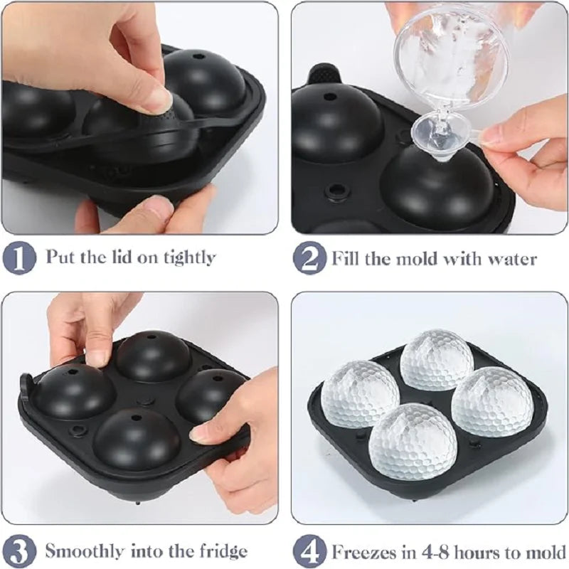 Bola de hielo de silicona para Golf, molde redondo para whisky, especial 4, rejilla de hielo para Golf, herramientas de cocina, molde de hielo reutilizable para whisky, moldes para hielo