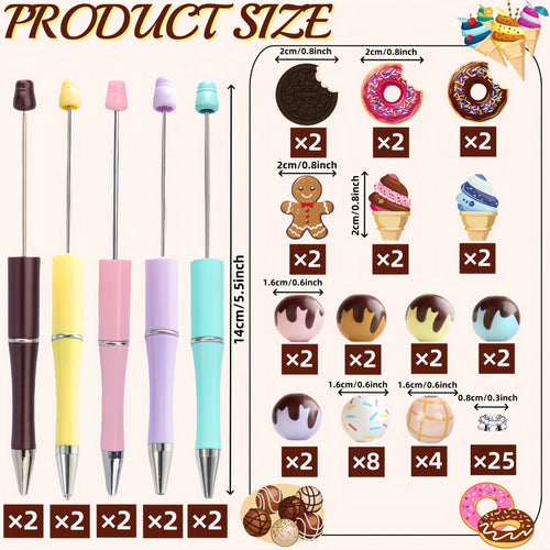 5 uds/10 Uds. Galletas de Chocolate blanco y negro helado postre tema cuentas de madera y juego de bolígrafos de cuentas DIY, gran regalo