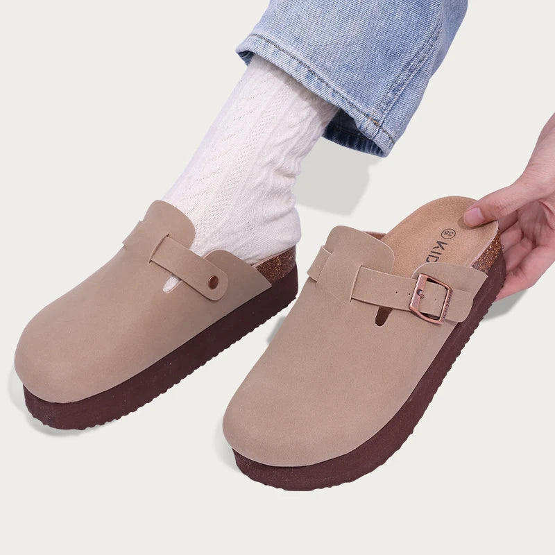 Shevalues-Sandalias de plataforma para mujer, zuecos de tacón grueso, zapatillas de cuero, calzado de corcho, sandalias de playa a la moda, Verano