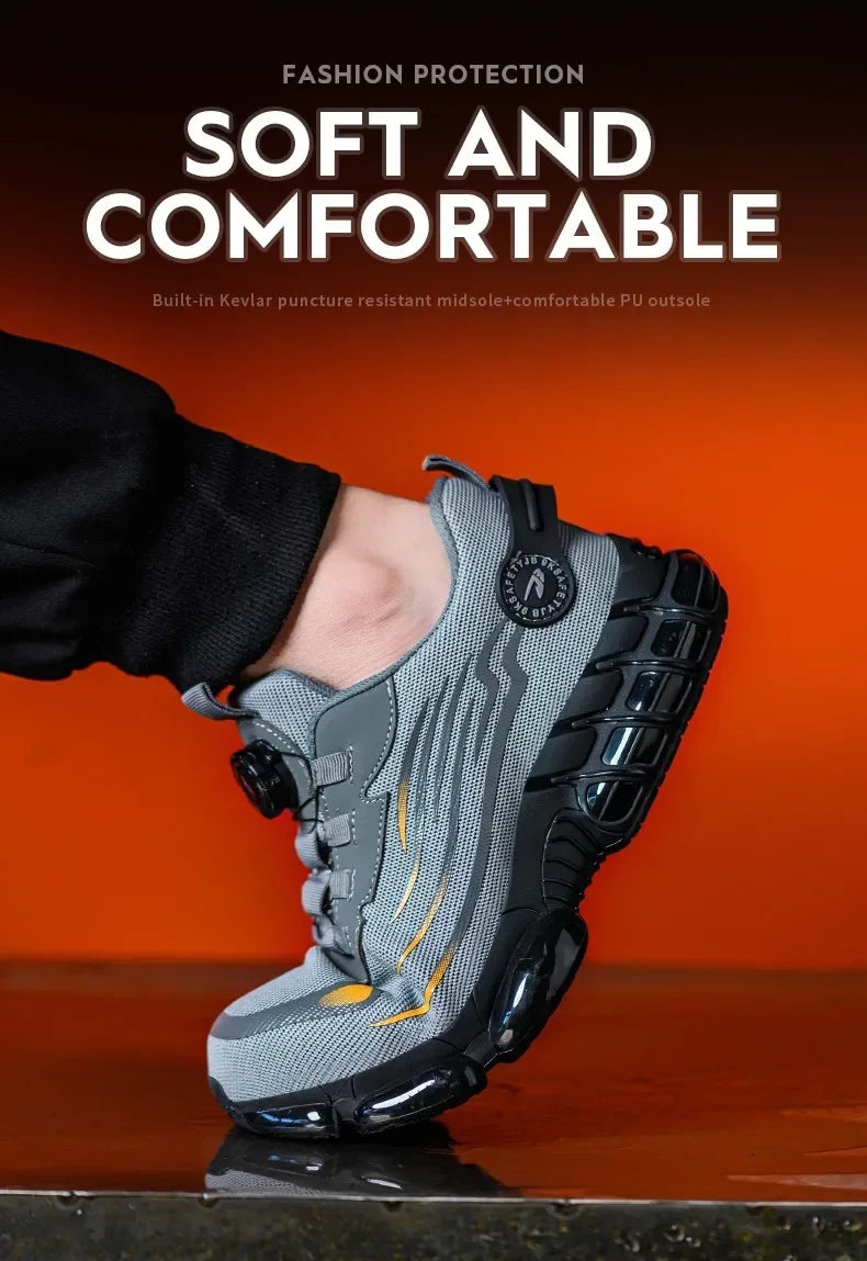 Nuevos zapatos de seguridad para el trabajo, talla 36-48 para mujeres y hombres, zapatillas de deporte con punta de acero para hombres, botas antideslizantes ligeras y transpirables impermeables, trabajo para hombres