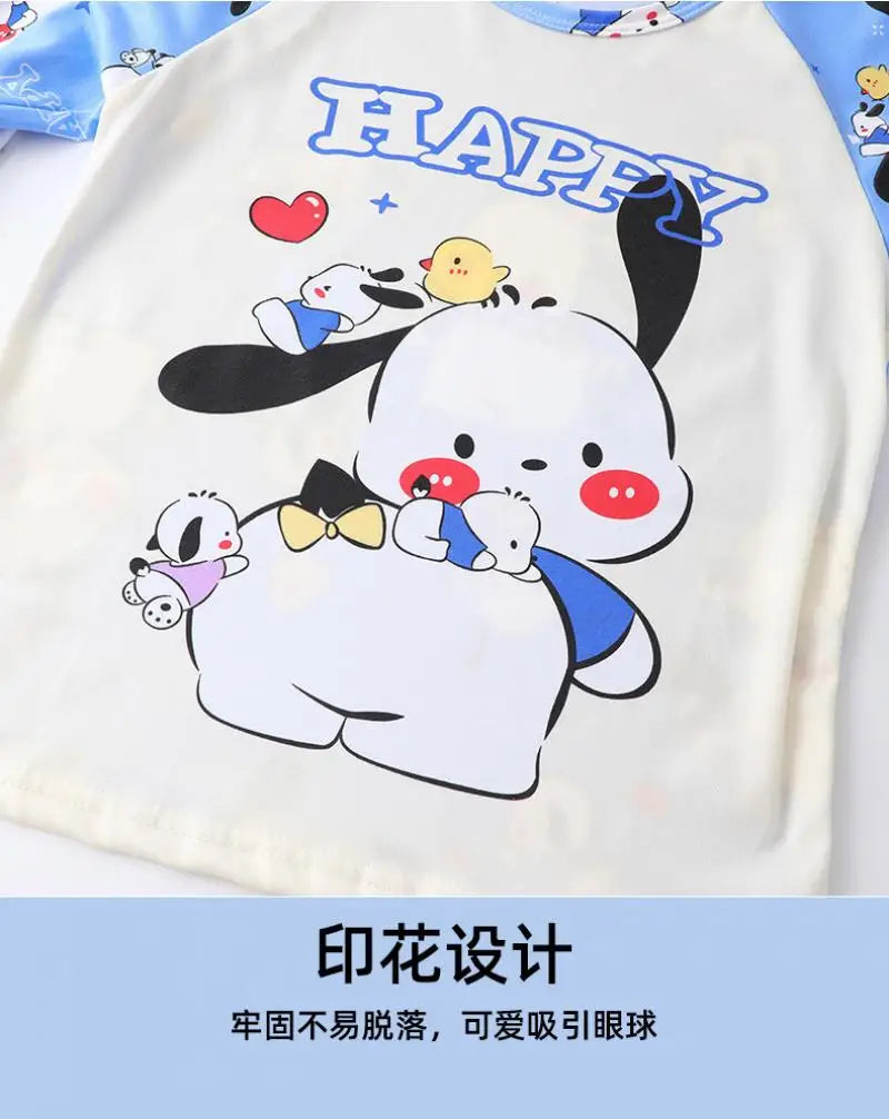 Anime 2 uds crayón de dibujos animados Shin-Chan pijamas para niños pantalones de manga larga conjunto Kawaii niñas lindo Casual ropa de dormir suelta