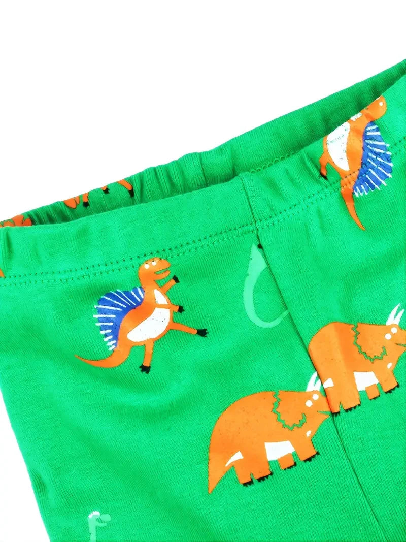 Conjunto de pijama con estampado de dinosaurio para niños, 2 piezas, informal