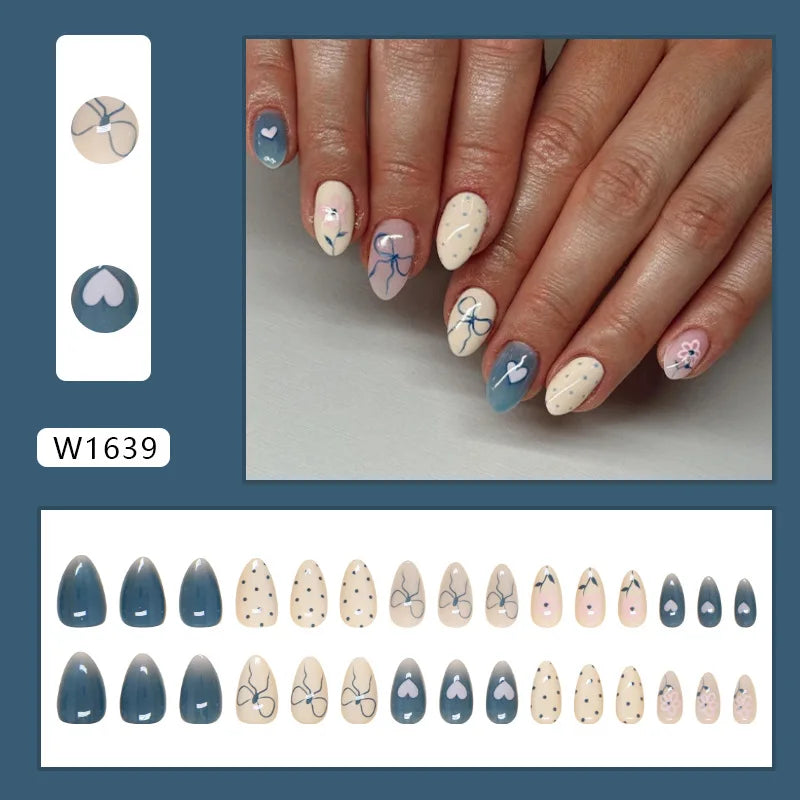 Dulce francés 24 Uds. De uñas postizas degradadas rosas, manicura de dedos artificiales brillantes, uñas postizas reutilizables para mujeres