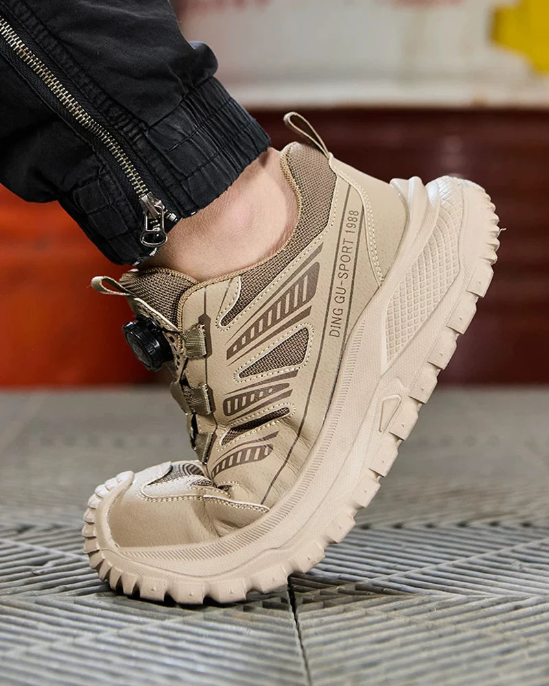 Zapatos de seguridad para el trabajo para mujeres y hombres, zapatillas de trabajo antipinchazos, zapatos indestructibles con botón giratorio, botas de trabajo antideslizantes
