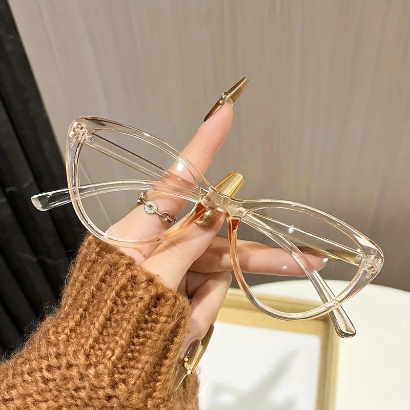 Gafas de vestir a la moda con lentes planas para mujer, ojo de gato, adecuadas para ropa diaria y fotografía callejera