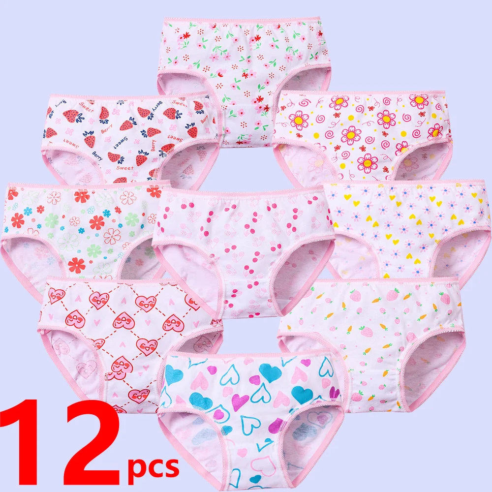 Conjuntos de bragas de algodón para niñas y niños, calzoncillos cortos, ropa interior para niños, pantalones cortos de dibujos animados, calzoncillos, bragas de encaje, 3/6/12 Uds.