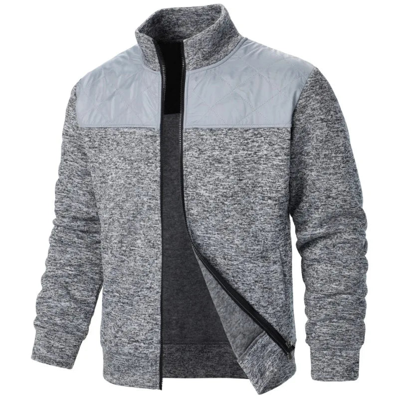 Sudaderas de retales para hombre, chaqueta con cuello levantado, cárdigan ajustado, ropa de calle, ropa deportiva, abrigo informal con cremallera, chándal para exteriores para hombre