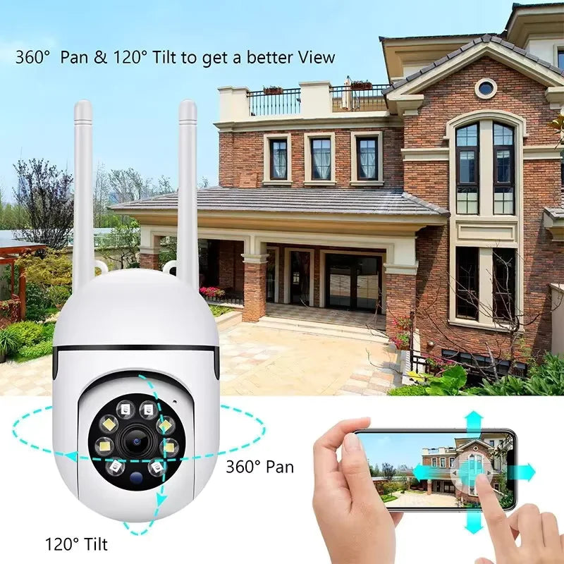 Cámara de seguridad WiFi de 8MP, vigilancia del hogar de 2,4G con visión nocturna PTZ IR, detección de movimiento, monitoreo infantil, 2 antenas