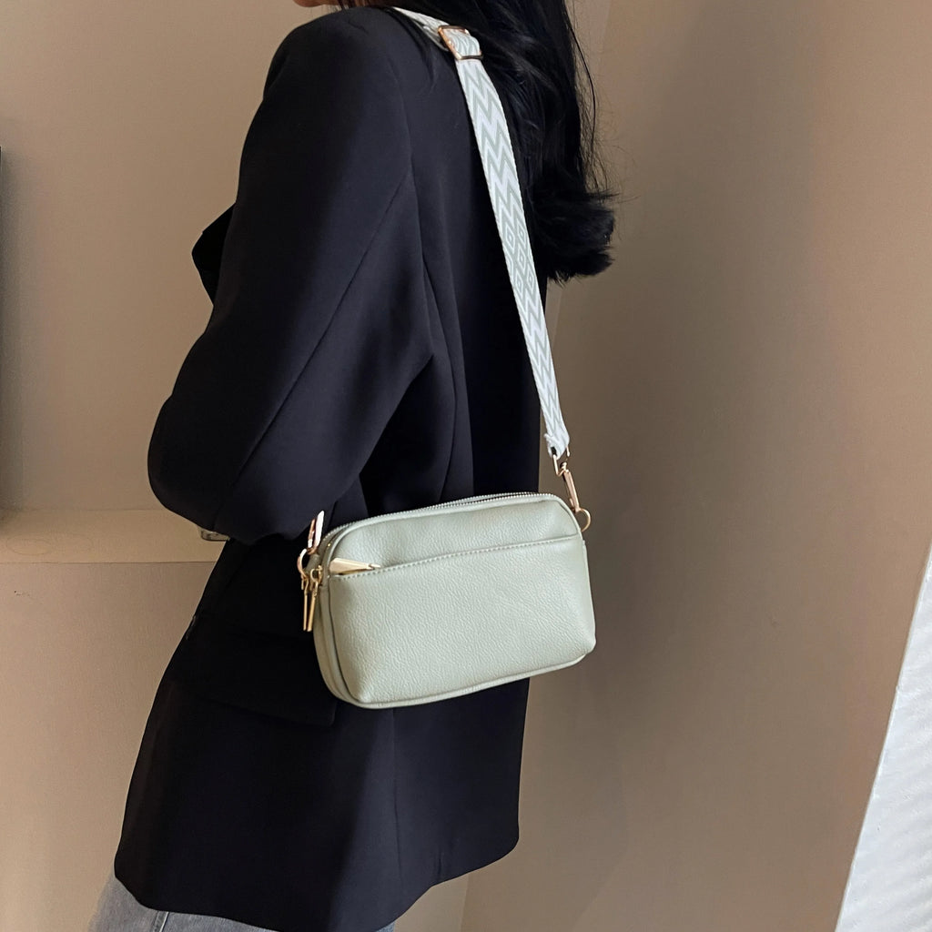Bolso cruzado vegano elegante para mujer, bolso de hombro de PU minimalista y a la moda, compacto, espacioso, apto para teléfono
