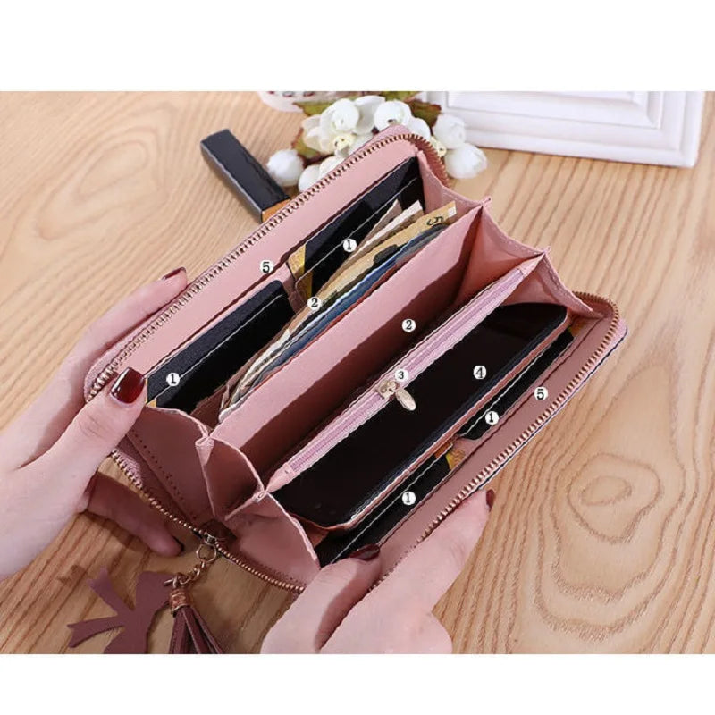 Carteras largas de cuero Pu a la moda para mujer, billetera con purpurina de retales de lentejuelas, monedero, billeteras femeninas, regalos para niñas
