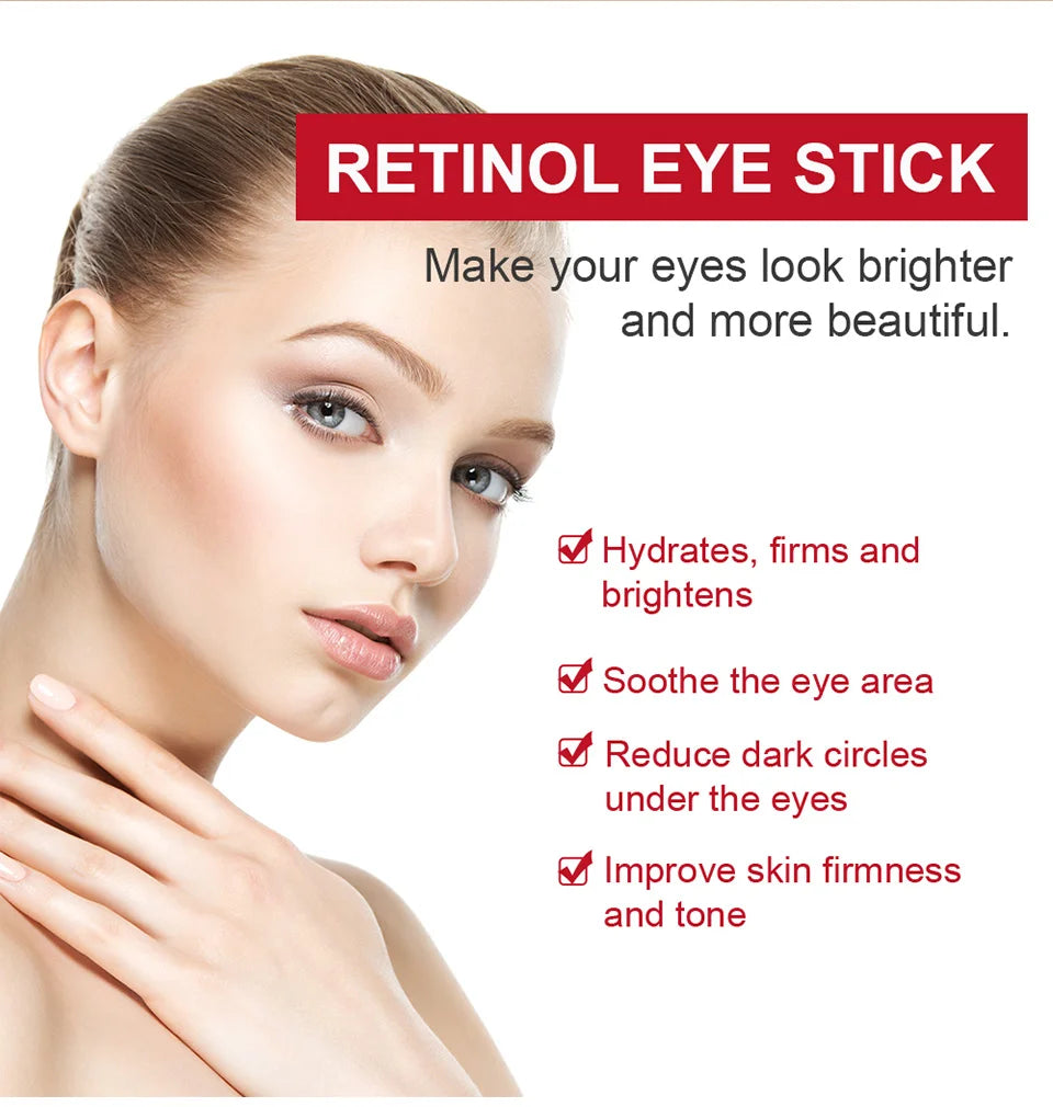 Crema de ojos con Retinol para aclarar las ojeras, reafirmante de la piel, suero de reparación instantánea de ojos en barra para el cuidado de los ojos de las mujeres