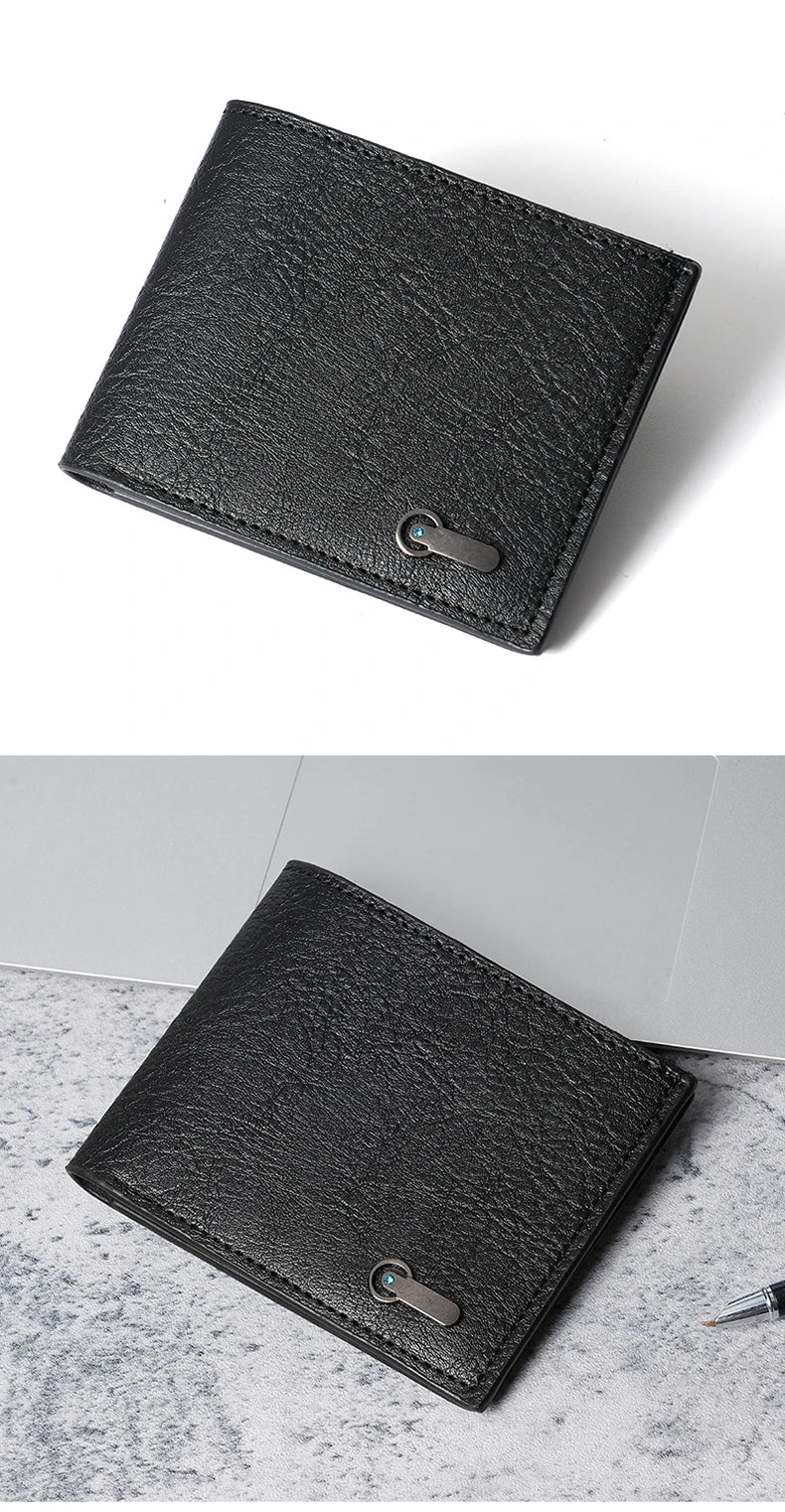 Cartera corta multitarjeta para hombre, billetera informal de moda, delgada, doble pliegue, horizontal, suave, nueva