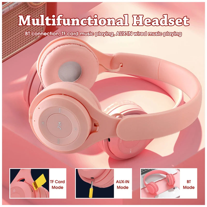 Y08 Auriculares inalámbricos Bluetooth Macaron auriculares estéreo con diadema para juegos con micrófono Gamer Girl regalo para tableta móvil