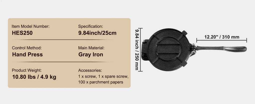 SucceBuy Tortilla PressCast Iron Heavy Duty Tortilladora Press Dough Maker para Tortilla de Harina