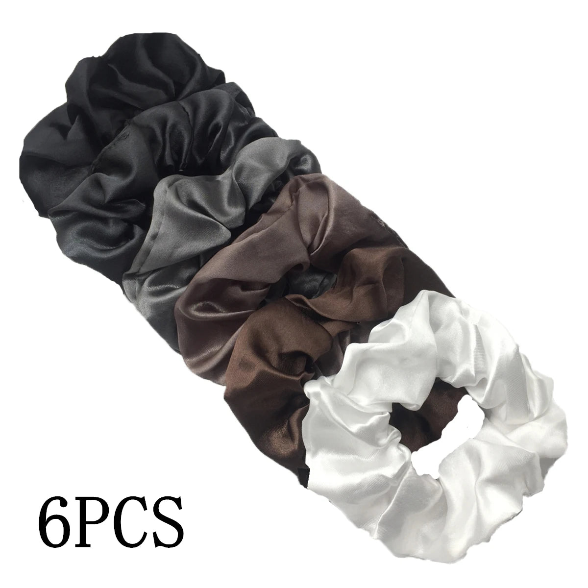 6 unids/lote, bandas para el pelo, lazos, cuerdas, soporte para cola de caballo para mujeres o niñas, accesorios, tocados de satén, Color sólido 100