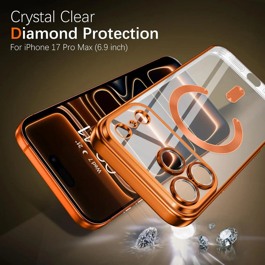 Protección de la cámara cubierta transparente de lujo con revestimiento suave TPU protección contra caídas con funda de teléfono magnética para iPhone17Pro Max/17Pro/Air/17
