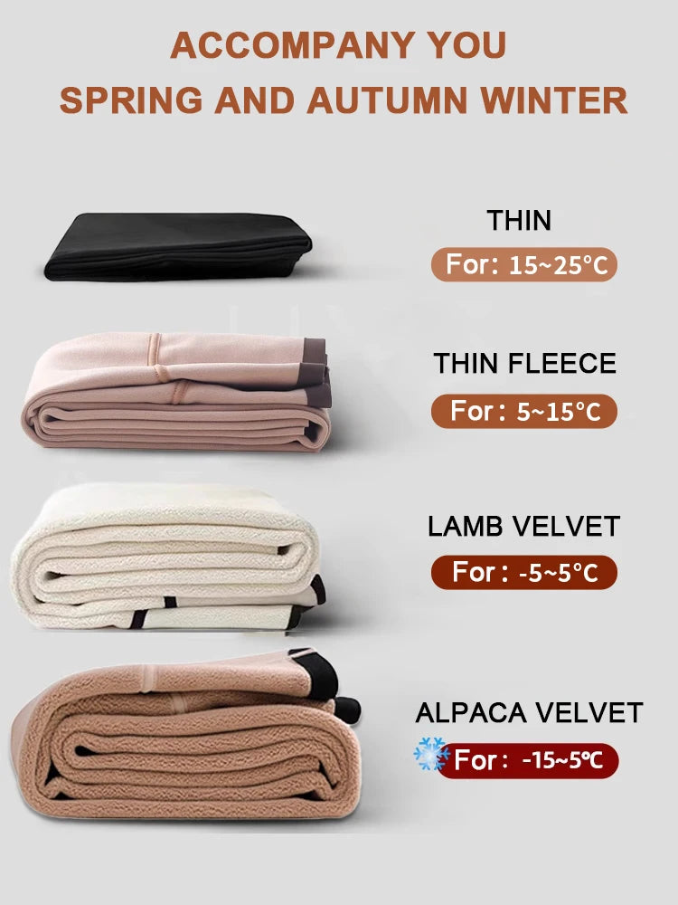 BIVIGAOS-mallas gruesas de terciopelo de Alpaca para mujer, mallas de tiburón negro, cintura alta, ajustadas, sin costuras, cálidas, para otoño e invierno
