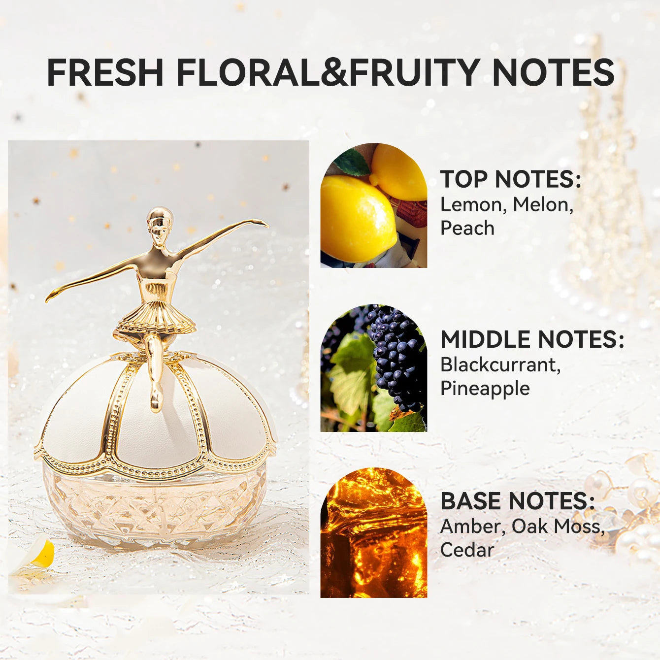 50ML 1.7FL.OZ Perfume de bailarina de ballet, set de regalo original Spray EDP para mujer, notas florales frutadas frescas/mullidas Regalos ideales para vacaciones