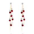Pendientes clásicos Retro con borlas de flores rojas y vino para mujer, colgante largo con temperamento, joyería de estilo coreano